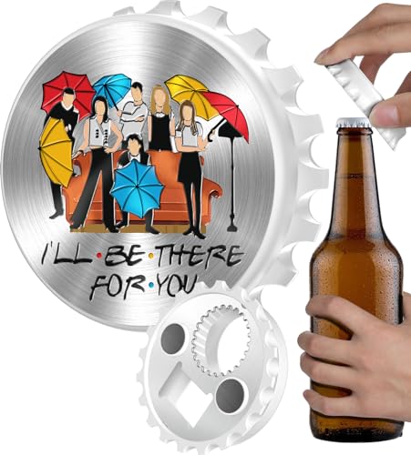 Buleens Magnetic Bottle Opener for Fridge, Cute Funny Designer Beer Bottle Opener Magnet for Refrigerator with Friends Sticker for Men Women, Gifts for Beer Lovers, White