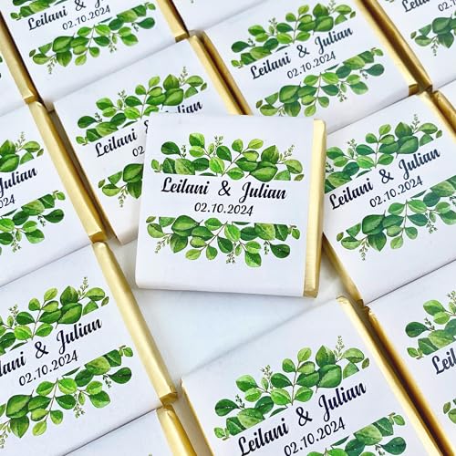 Set of 50 Personalized Wedding Chocolate, Custom Chocolate Wedding Favors for Guests, Customizable Wedding Gift, Unique Design for Wedding, Bridesmaid Favors