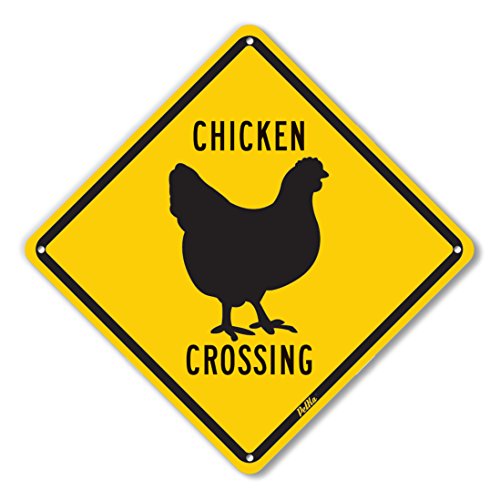 PetKa Signs and Graphics PKAC-0029-NA_10x10 'Chicken Crossing' Aluminum Sign, 10' x 10', Black on Yellow