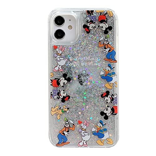 Threesee for iPhone 14 Pro Max Mickey Minnie Case,Donald Duck Cute Cartoon Mouse Bling Glitter Liquid Quicksand Women Girls Soft TPU Protective Phone Case for iPhone 14 Pro Max 6.7 inch
