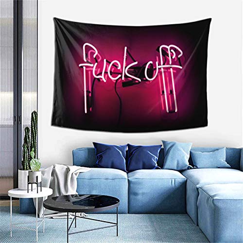 Aeiniweraabbcc SPPRANDOM Msanlixian Wall Art Tapestry Fuck Off Funny Quotes Neon Sign for Bedroom Living Room Dorm Tapestries Hippie Wall Decor 60 X 40 Inches