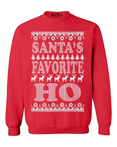shop4ever Santa's Favorite Ho Crewnecks Ugly Christmas Sweatshirts Medium Red 13771