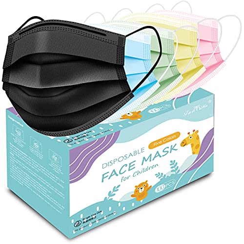 100PCS Kids Face Mask, Disposable Kids Masks for Protection Breathable Colorful Cute Face masks for Children Safety Mask Anti Dust Air Pollution Protection