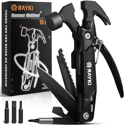 Father's Day Gifts, Hammer Multitool 15 in 1 Birthday Gifts for Men Dad Husband Boyfriend Camping Accessories Survival Gear Multi Tool with Gift Box Cool Gadgets Unique Christmas Gifts Ideas