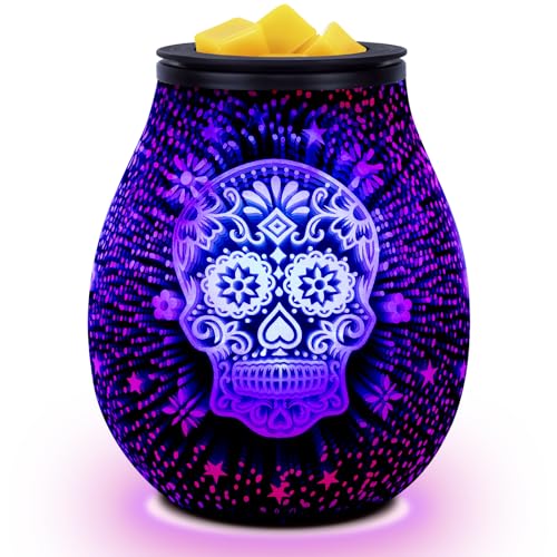 EQUSUPRO Wax Melt Warmer Wax Melter Wax Burner for Scented Wax Melts Electric Fragrance Warmer for Wax Cubes & Tarts, Vivid 3D Design 7 Colors LED Light Gift & Decor for Home Office (3D Skeleton)