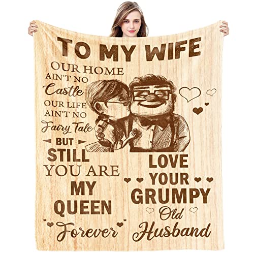 CENSIHER Gift for Wife from Husband to My Wife Blanket Wedding Anniversary Romantic Gifts for Wife Birthday Christmas Valentine's Mother's Day Healing Thoughts Blanket Presents for Her