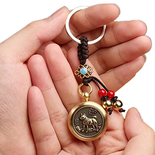 MELD Feng Shui Brass Coins Chinese Zodiac Dog Key Chain for Good Luck Fortune Longevity Wealth Success