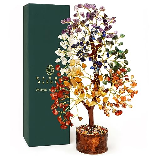 Crystal Tree of Life 7 Chakra Healing Crystal Trees for Home and Office Desk Decoration, Handmade Crystal Decor Feng Shui Money Bonsai Trees for Positive Energy, Good Luck Spiritual Gifts for Women