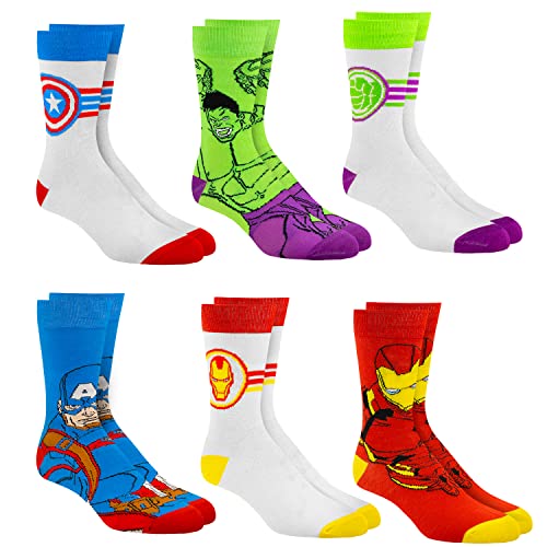 Marvel Legends Socks for Boys & Men, 6-Pack Socks for Men & Boys Socks, Men's Athletic Socks, Athletic Socks for Boys