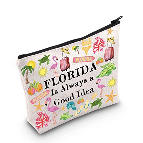 POFULL Florida vacation Gift Florida Is Always a Good Idea Cosmetic Bag Florida Travel Gift (Florida Is Always Cosmetic Bag)