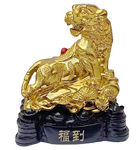Betterdecor Gold Color Feng Shui 12 Chinese Zodiac Animal Statue Figurine Home Office Decoration and Gift for New Year Holidays and Birthday (Zodiac Tiger)