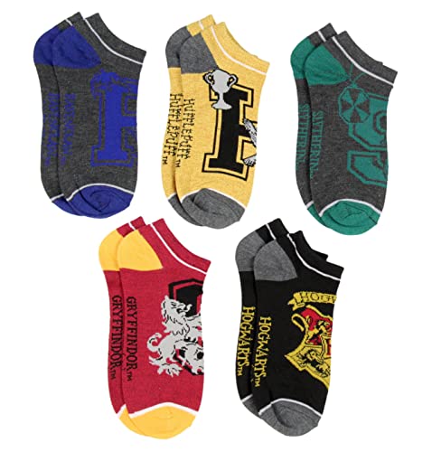 Harry Potter Adult Socks Hogwarts Houses Varsity Logo Gryffindor Ravenclaw Slytherin Hufflepuff Mix and Match Ankle No-Show Socks 5 Pairs
