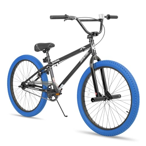 JOYSTAR 24 Inch Kids Bike Freestyle BMX Bikes for 7 8 9 10 11 12 Years Old Boys Girls and Beginner Riders, 24' Kids' Bicycles, Blue Tires