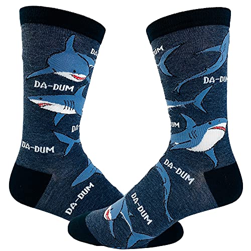 Crazy Dog T-Shirts Men's Shark Da-Dum Socks Funny Shark Movie Theme Song Ocean Beach Vaction Footwear