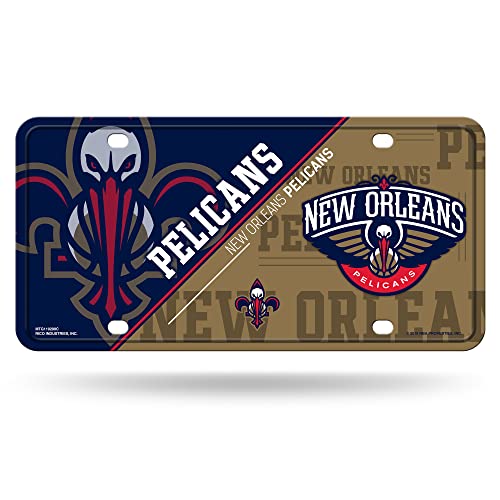 Rico Industries NBA New Orleans Pelicans Split Metal Auto Tag 8.5' x 11' - Great for Truck/Car/SUV