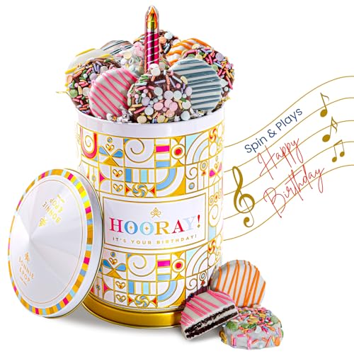 Birthday Gift Basket | Birthday Cookies, Chocolate Covered Oreos | Tin Spins, Plays Music Happy Birthday | Bonnie and Pop