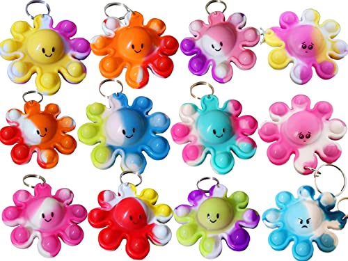 Roaqua 30 Packs Bulk Octopus Backpack Keychain Mini pop Fidget for Students Gift and Octopus Christmas Party Favors,Students Bubble Prize