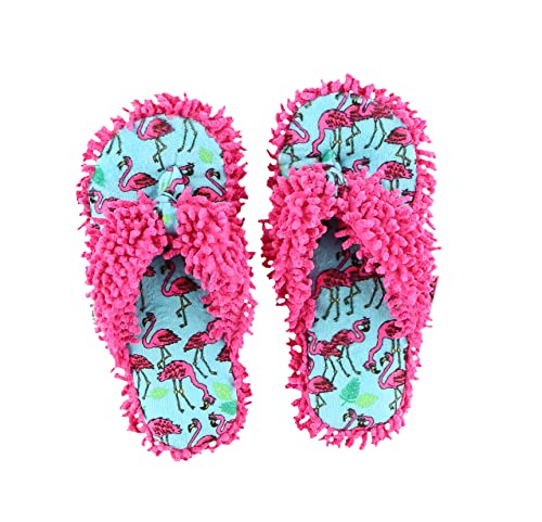 Lazy One Spa Flip-Flop Slippers for Women, Fuzzy House Slippers, Flamingo (Small/Medium)