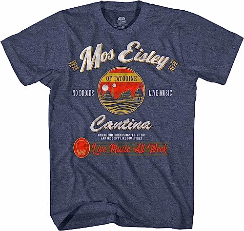 STAR WARS Mos Eisley Cantina Tatooine Men's Adult Graphic Tee T-Shirt (Large) Navy Heather