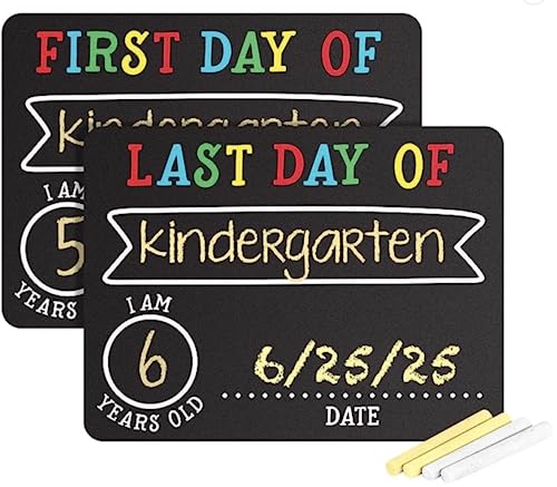 Pearhead Photosharing Chalkboard Signs, Perfect to Commemorate the First and Last Day of School, 2 Chalkboard Signs for School Celebrations and Milestones