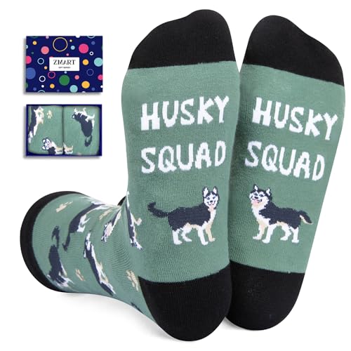 Zmart Novelty Unisex Husky Socks for Women Men, Crazy Husky Gifts for Husky Lovers