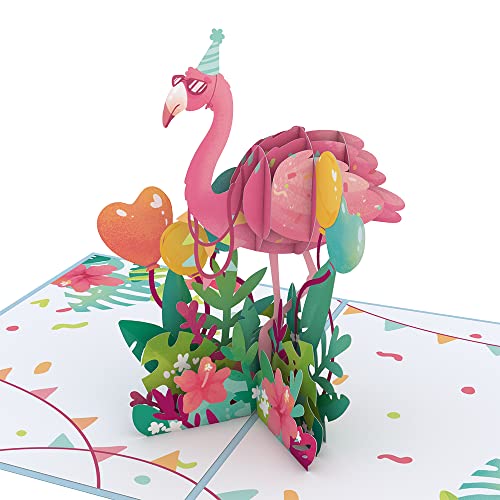 Lovepop Flamingo Birthday Pop-Up Card – Happy Birthday Card for Her and Him – Pop-Up Birthday Cards for Women and Men - Pop-Up Greeting Cards and Birthday Decorations - 5' x 7' - Envelope Included
