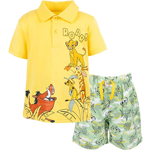 Disney Lion King Little Boys Polo Shirt and Shorts Yellow/Green 7-8