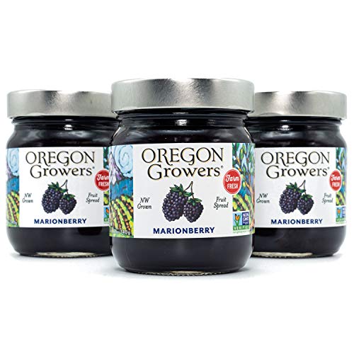 Oregon Growers, Marionberry Jam - Marionberry Fruit Spread, Blackberry Jams, Fresh In Season Fruit, Non-GMO, Gluten Free, No High-Fructose, No Preservatives, Blackberry Spread - 12 Oz (3-Pack)