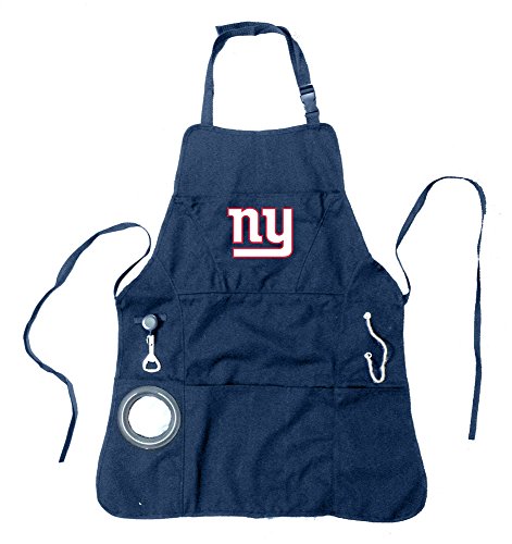Team Sports America NFL New York Giants Ultimate Grilling Apron | Bottle Opener and Insulated Beverage Holder | Heavy Duty Durable Cotton Canvas 300 GSM | Machine Washable | Adjustable Straps