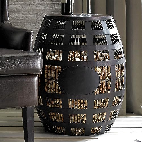 Wine Enthusiast Barrel Cork Catcher Accent Table – Metal Side Table with Wooden Top to Store & Display Used Corks - Holds 2,000 Corks