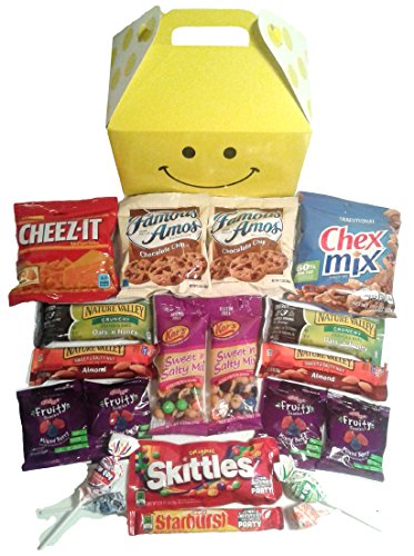 Smile Snacks Care Package features fun Gift Box stuffed with savory snacks and sweet candy treats