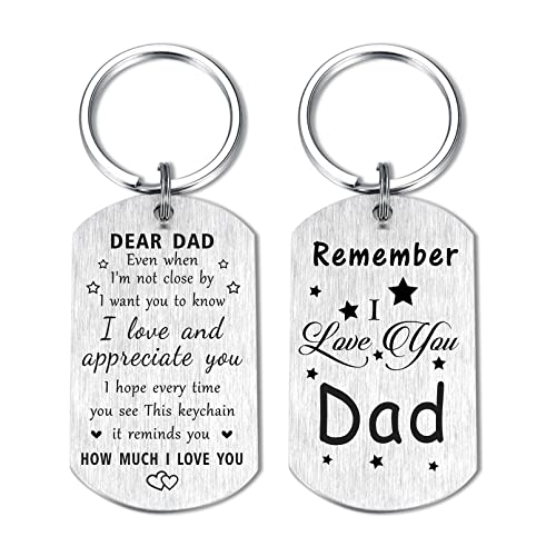 Resdink Remember I Love You Dad Gifts, Happy Birthday Keychain Gift for My Dad, Meaningful Dad Father's Day Present from Daughter Son, Best Dad Gift Ideas for Men