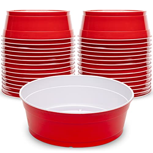 GoBig Red Party Cup Bowls - 30 Large Disposable Plastic Bowls