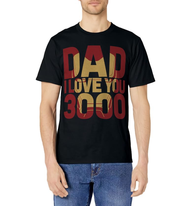 Marvel Iron Man Dad I Love You 3000 Text Fill Father's Day T-Shirt