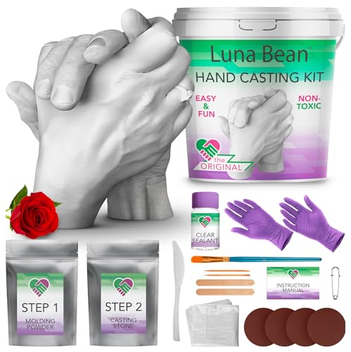 Luna Bean Hand Casting Kit – Couples Gifts Idea, Anniversary for Couple Gift, Mothers Day Gifts, Fun Date Night Ideas, Gift for Women and Men, Hand Mold Kit, Valentines Day, Christmas