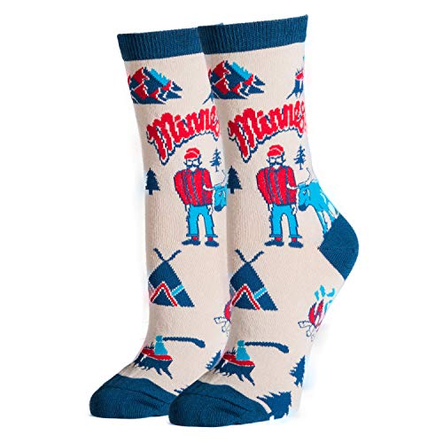 Oooh Yeah Women's Crew Funny Novelty Socks, Minnesota Gifts and Souvenirs, Shoe Size 5-10