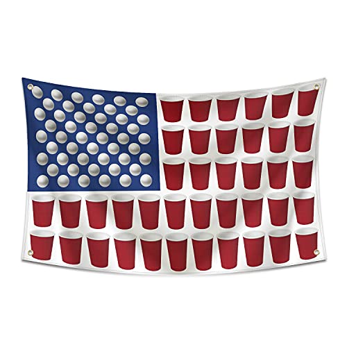 Probsin Pong American Flag 3x5 Ft Banner Funny Poster Cool Tapestry Man Cave Wall Decor with Brass Grommets for College Dorm Room Decoration,Bedroom,Outdoor,Parties,Gift,Indoor,Ceiling,Garden,Garage