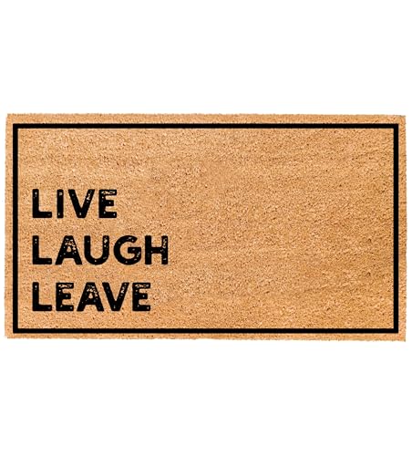 THEODORE MAGNUS Natural Coir Doormat with Non-Slip Backing - 17 x 30 - Outdoor/Indoor - Natural - Live Laugh Leave - COIR-1730-15-405