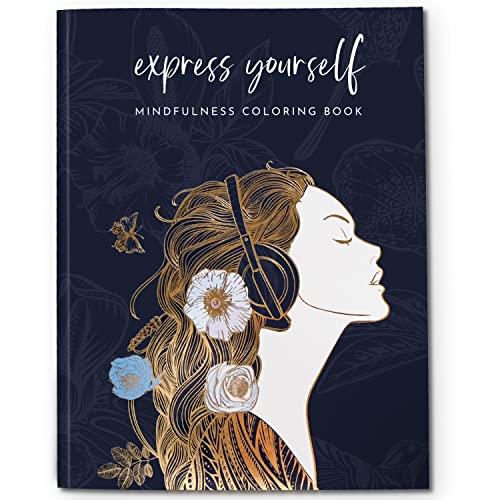 RYVE Adult Coloring Book for Women - Mindfulness Coloring Book with Personal Growth Prompts - Coloring Book for Adults Relaxation, Coloring Book Adult, Mindfulness Gifts, Relaxation Gifts for Women