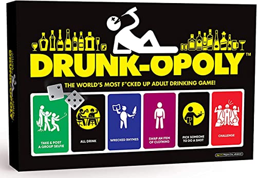 Imagination Gaming Drunk-opoly Adult Board Drinking Game, Outrageous and Messed Up Challenges, Dares, Remote Home Entertainment, Friends, Family, Potential Regrets The Next Morning