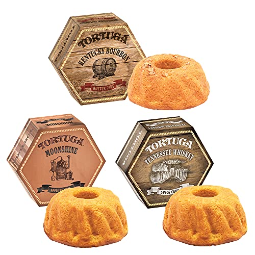 TORTUGA Southern Trio Gift Pack - Tennessee Whiskey, Kentucky Bourbon, & Moonshine Apple Pie - 3-4 oz Mini Cakes - The Perfect Premium Gourmet Gift for Gift Baskets, and Birthday Cakes for Delivery