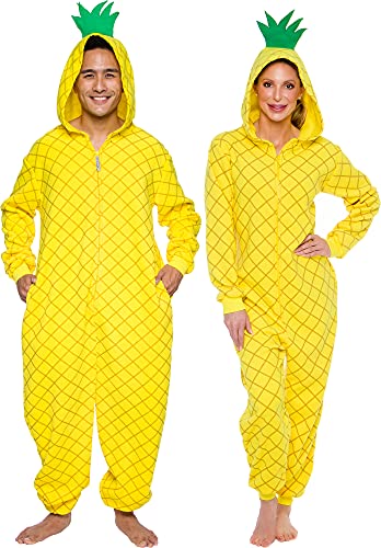 Funziez! Slim Pineapple and Avocado Adult Onesie - Food Halloween Costume - One Piece Cosplay Suit for Adults, Women and Men
