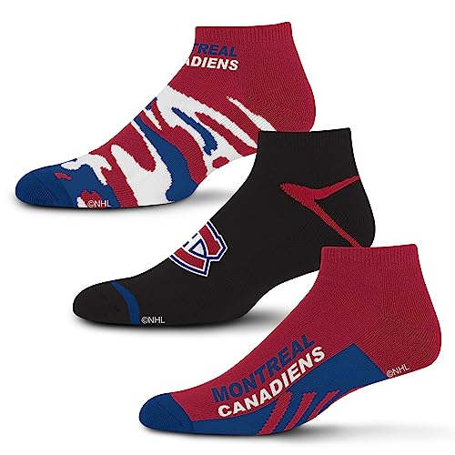 For Bare Feet NHL Montreal Canadiens CAMO BOOM 3 Pack Ankle Sock Team Colors Large