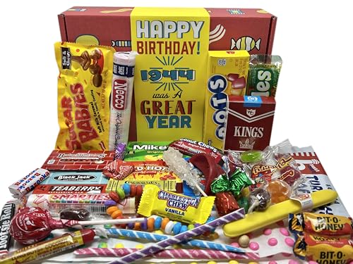 RETRO CANDY YUM ~ 1944 80th Birthday Gift Basket Box of Nostalgic from Childhood for 80 Year Old Man or Woman Born 1944 Jr