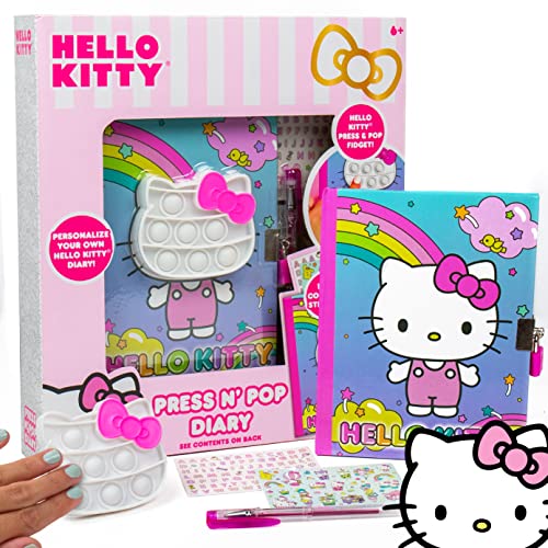Hello Kitty Press N’ Pop Diary, Sensory Journal Notebook, Relaxation Toys for Kids, Great for Road Trips and Travel, Fidget Toys for Kids Ages 6+