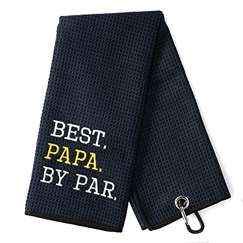 DYJYBMY Best Papa by Par Funny Golf Towe, Embroidered Golf Towels for Golf Bags with Clip, Golf Gifts for Men Women, Birthday Gifts for Golf Fan, Retirement Gift, Dad Golf Towe