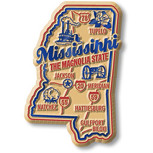 Mississippi Premium State Magnet by Classic Magnets, 1.9' x 2.8', Collectible Souvenirs Made in The USA