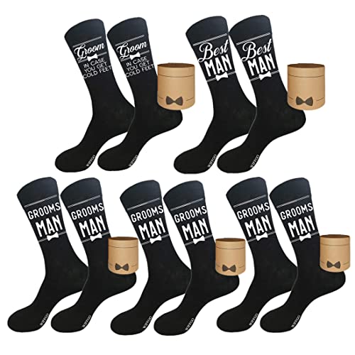 WIFFGO Groomsman Gifts For Men Novelty Socks Funny Proposal Wedding Gifts Groom Bestman 100% Cotton Crew Socks