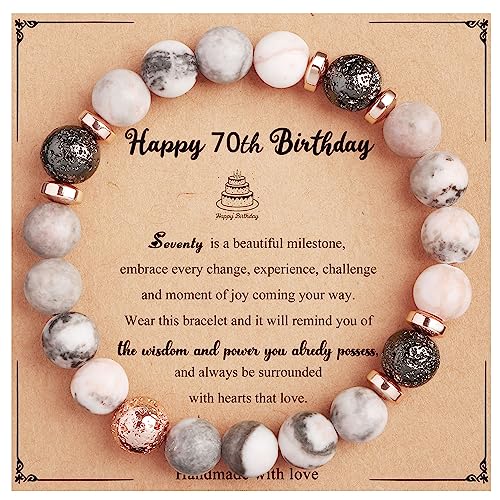 Yiyang 70th Birthday Gifts for Women, Natural Stone Stretch Bracelets Sentimental Birthday Gifts for 70 Year Old Women 70th Birthday Gift Ideas for Mom Grandma Aunt Sister Born in 1954 Gifts