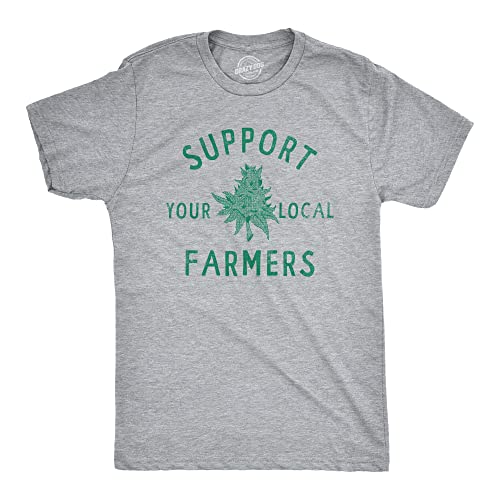 Mens Support Your Local Farmers T Shirt Funny 420 Weed Farm Tee for Guys Mens Funny T Shirts 420 T Shirt for Men Funny Sarcastic T Shirt Novelty Tees for Light Grey L